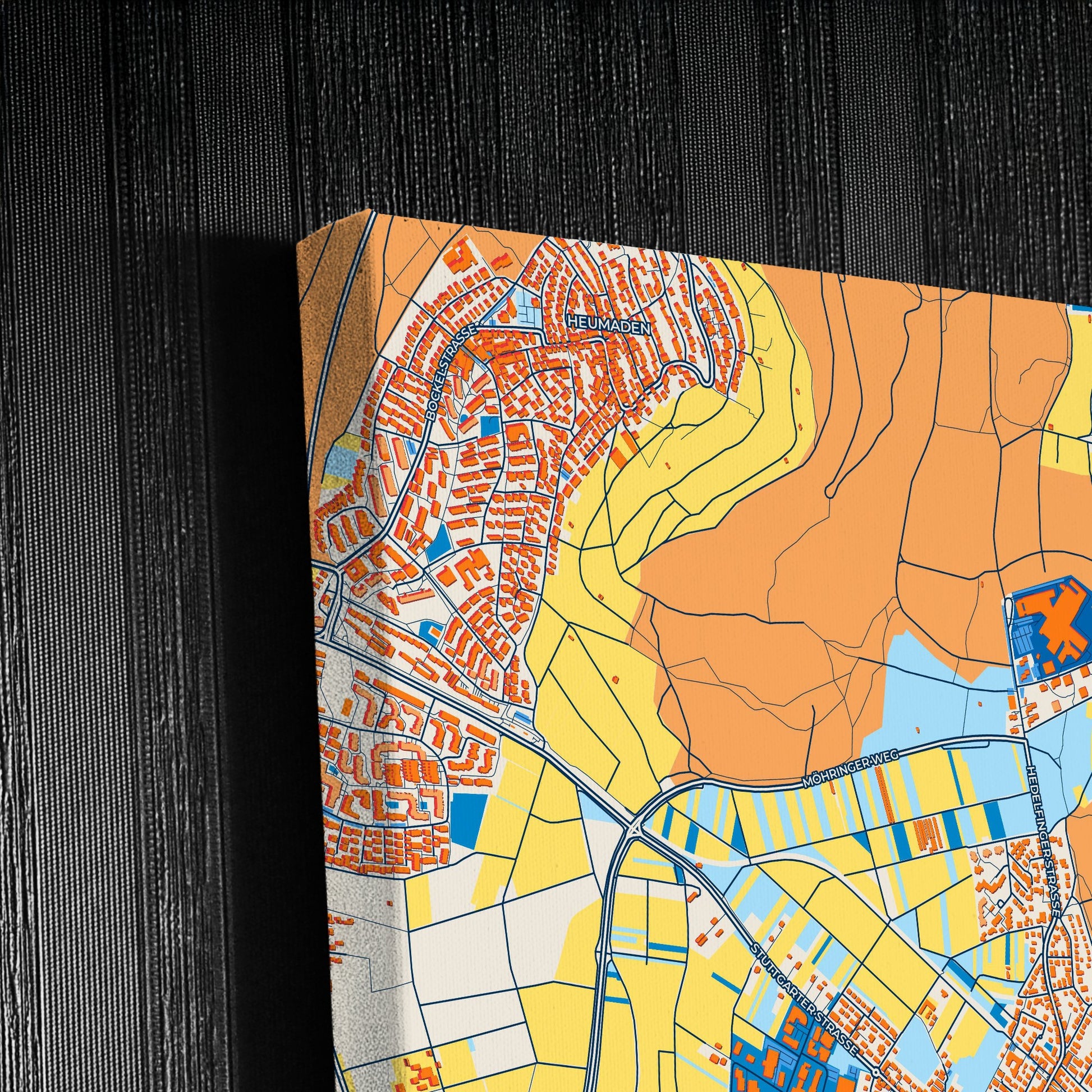 Ostfildern Germany Colorful City Map Canvas Print Detail