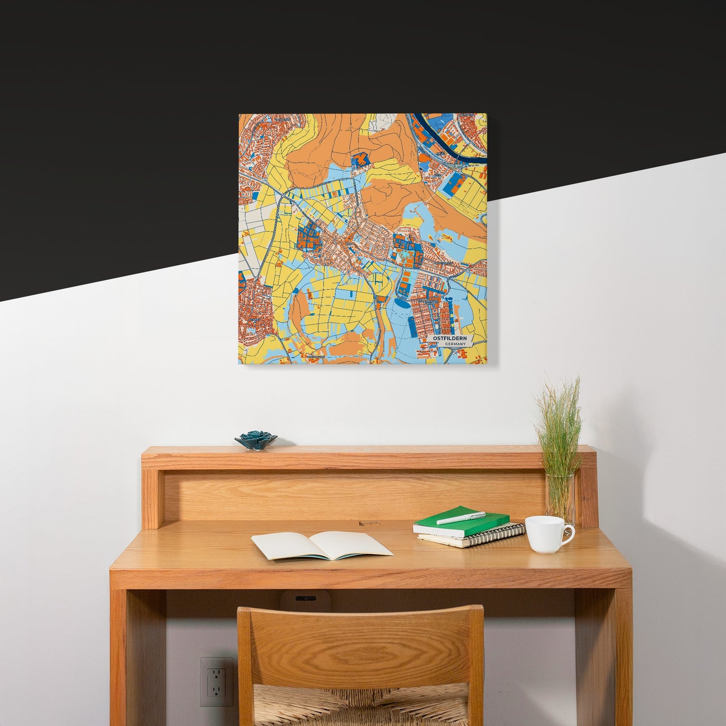 Ostfildern Germany Colorful City Map Canvas Print Scene