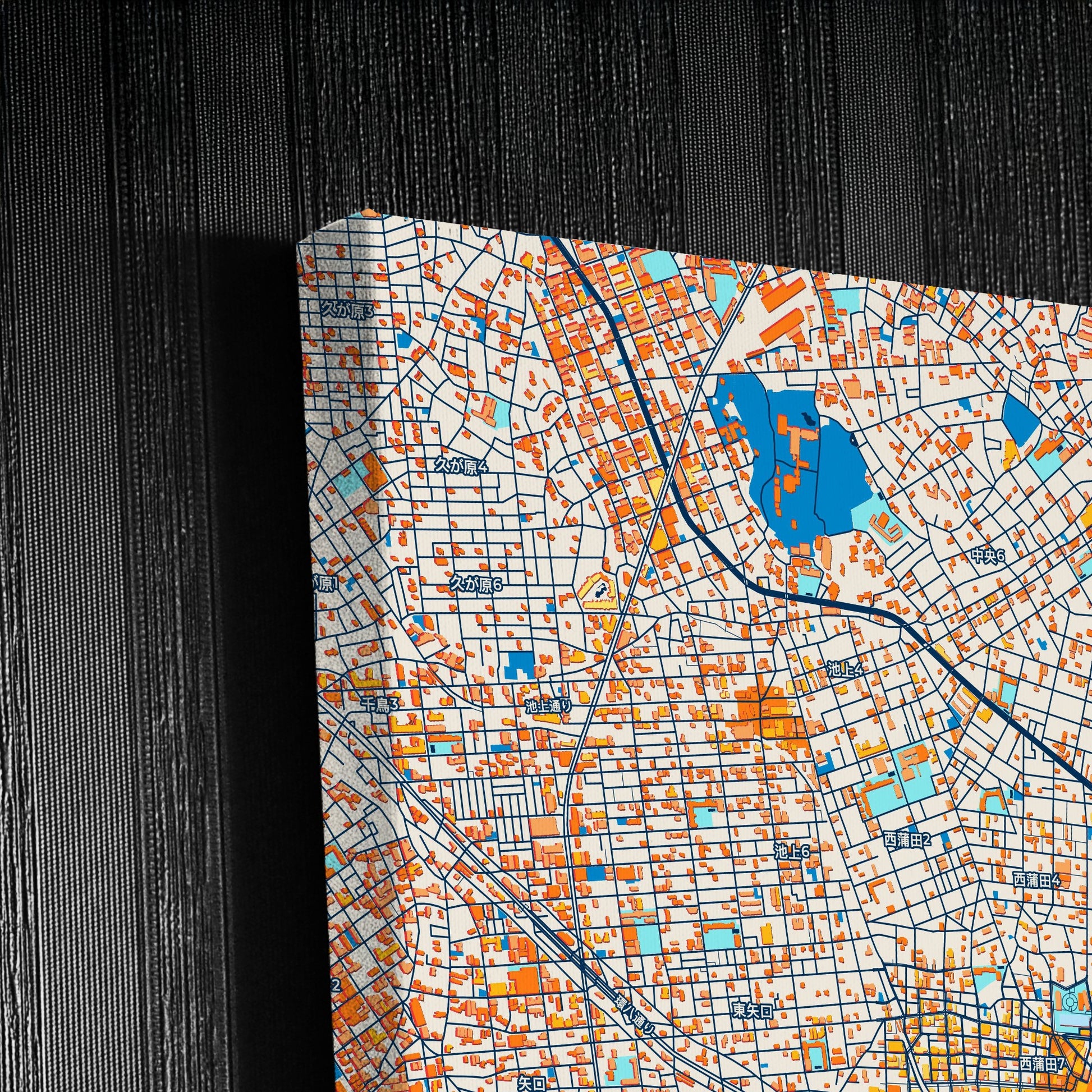Ōta Japan Colorful City Map Canvas Print Detail