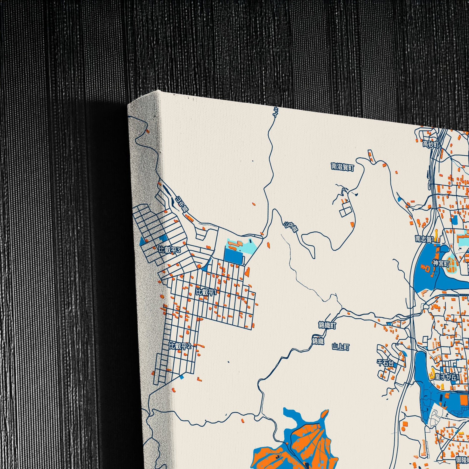 Ōtsu Japan Colorful City Map Canvas Print Detail