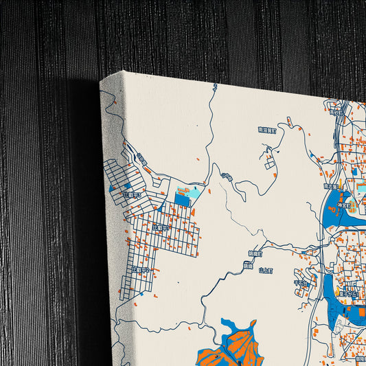 Ōtsu Japan Colorful City Map Canvas Print Detail