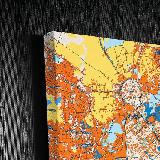 Ouargla Algeria Colorful City Map Canvas Print Detail