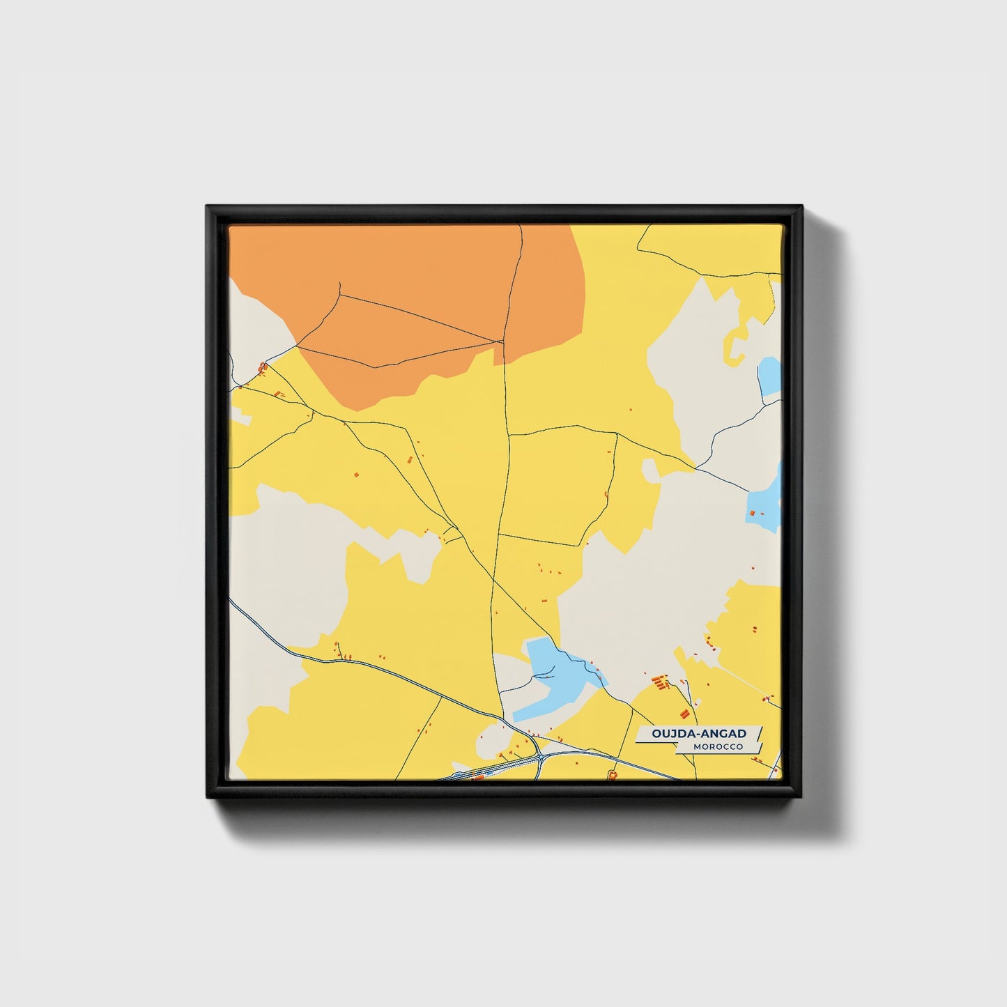 Oujda-Angad Morocco Colorful City Map Canvas Print • Black Framed