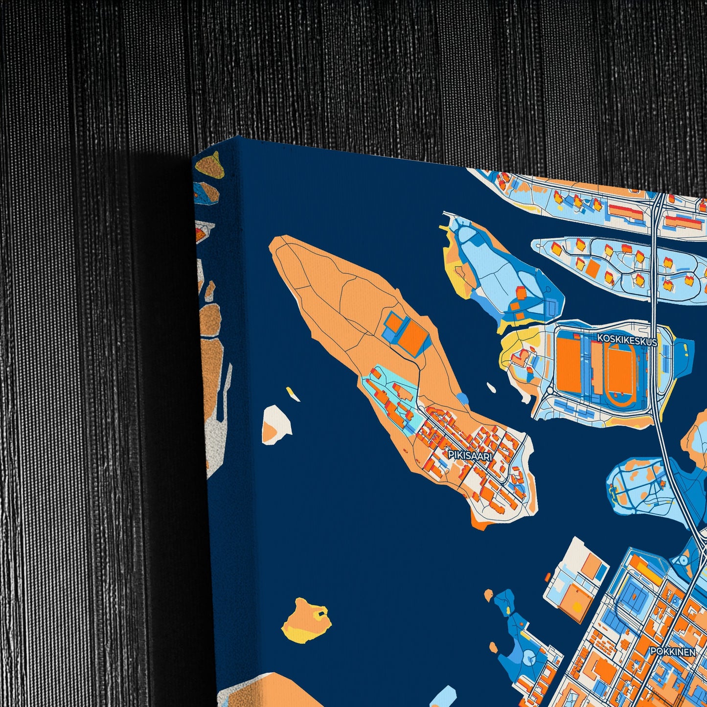 Oulu Finland Colorful City Map Canvas Print Detail