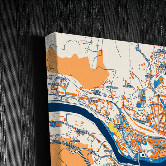 Ourense Spain Colorful City Map Canvas Print Detail