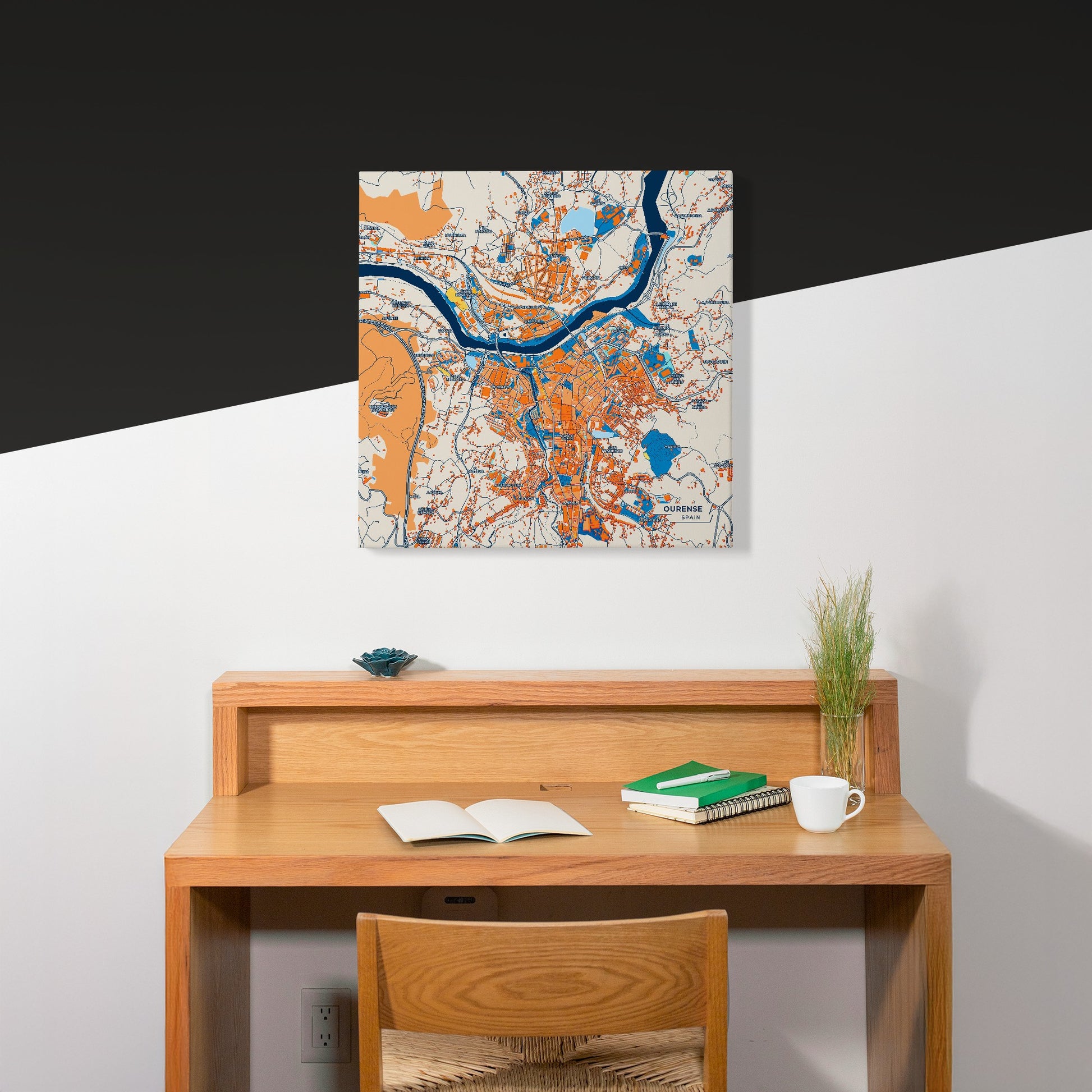 Ourense Spain Colorful City Map Canvas Print Scene