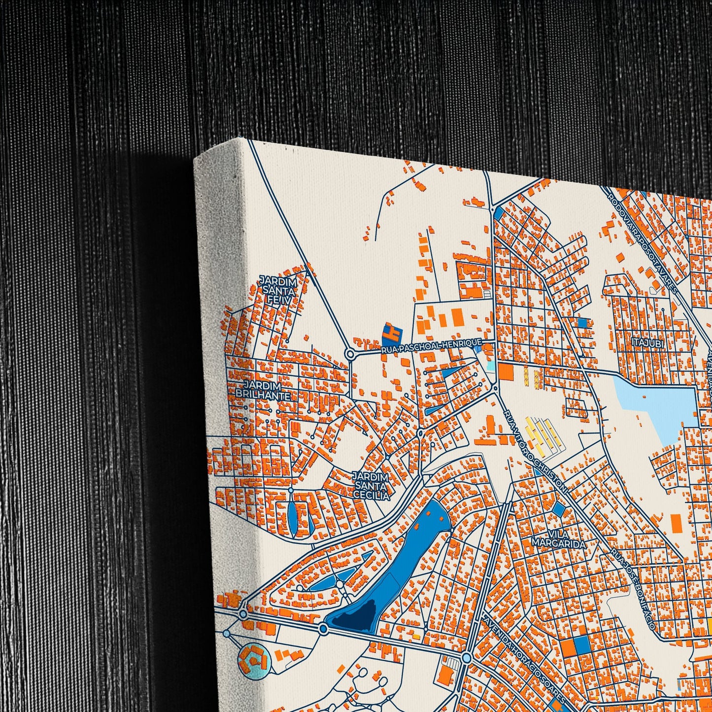 Ourinhos Brazil Colorful City Map Canvas Print Detail