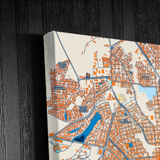 Ourinhos Brazil Colorful City Map Canvas Print Detail