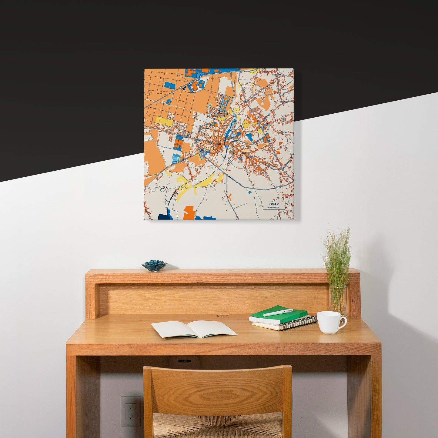 Ovar Portugal Colorful City Map Canvas Print Scene