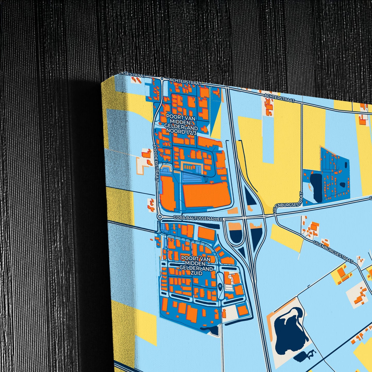 Overbetuwe Netherlands Colorful City Map Canvas Print Detail