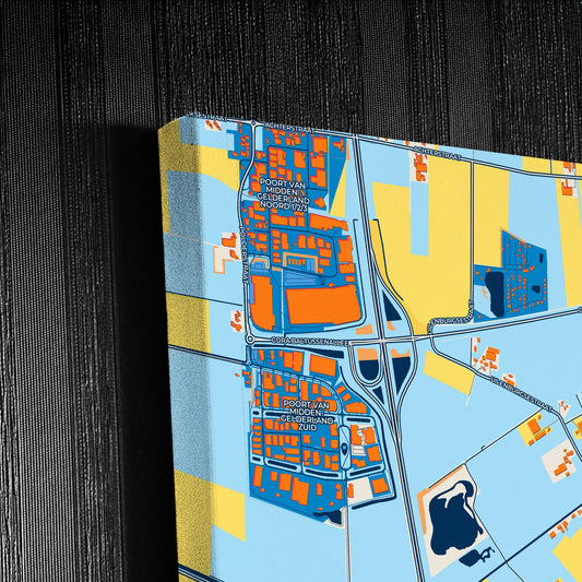 Overbetuwe Netherlands Colorful City Map Canvas Print Detail