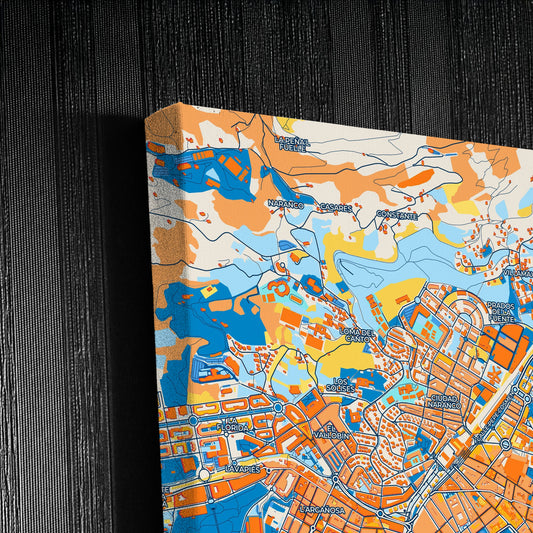 Oviedo Spain Colorful City Map Canvas Print Detail