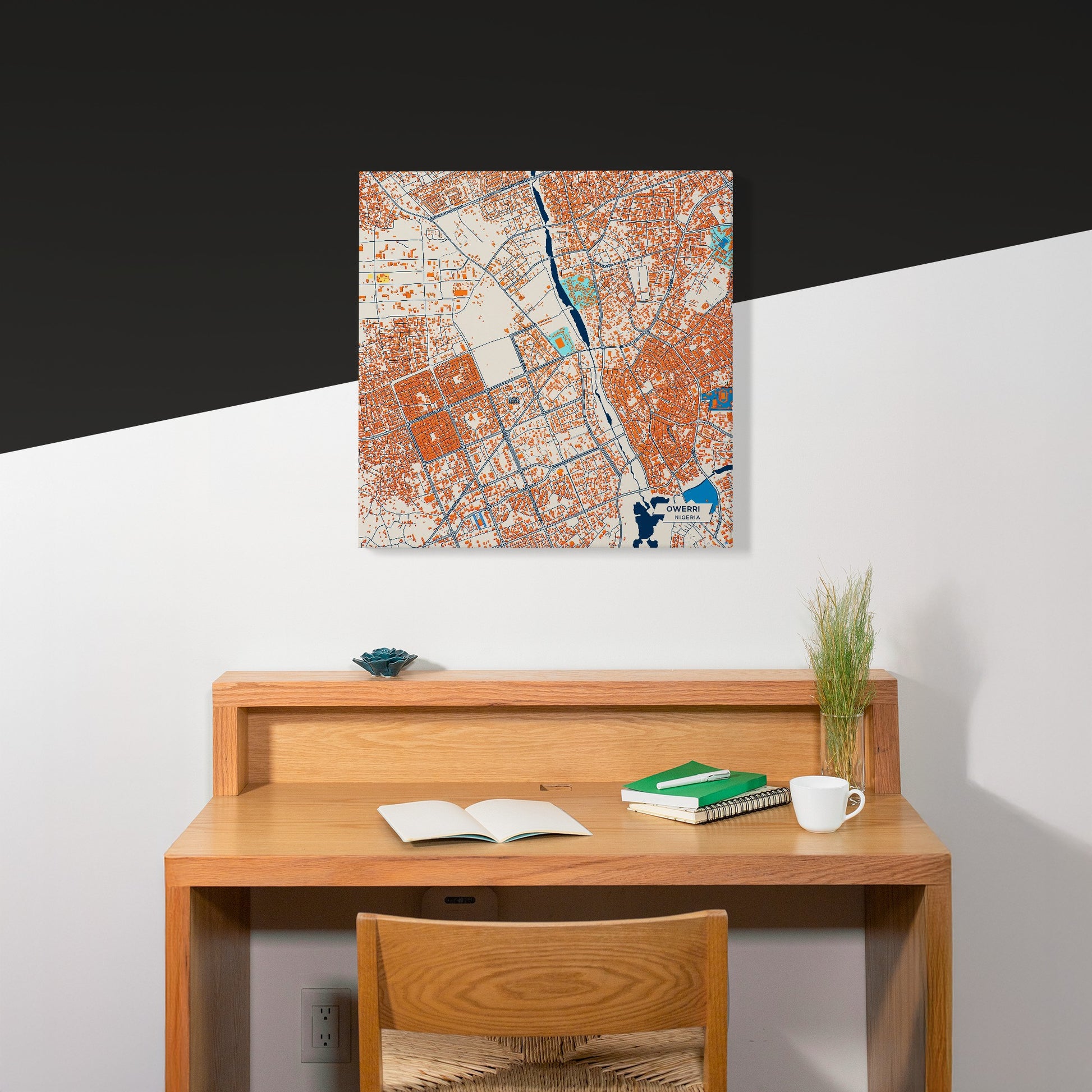 Owerri Nigeria Colorful City Map Canvas Print Scene
