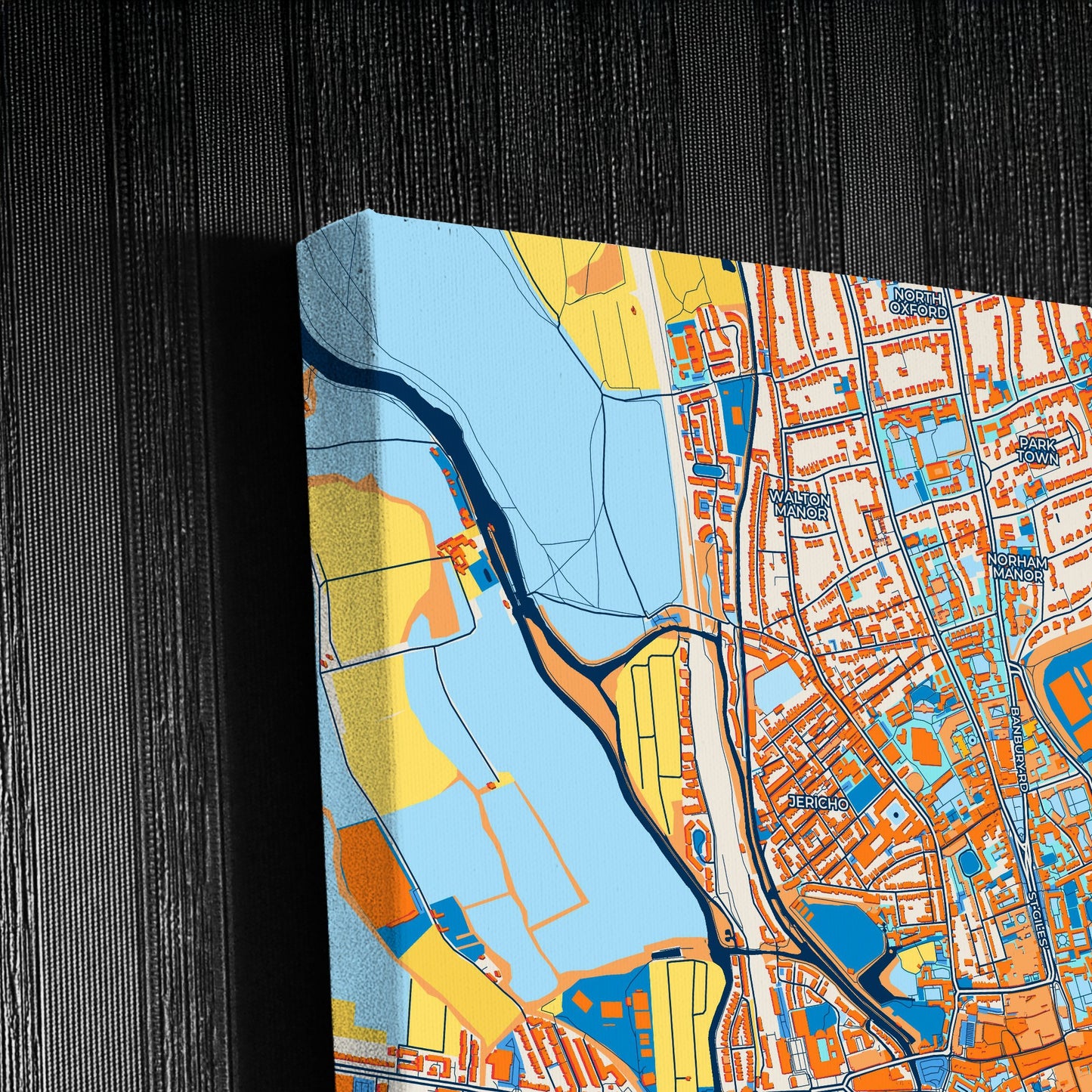 Oxford England Colorful City Map Canvas Print Detail