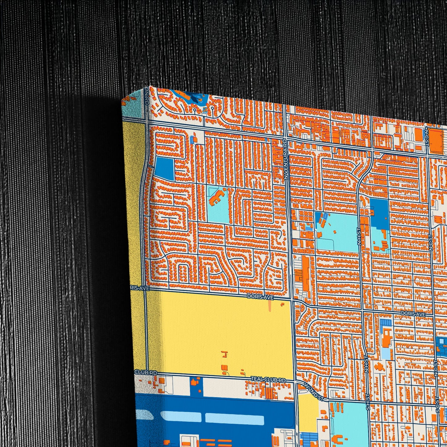 Oxnard California Colorful City Map Canvas Print Detail