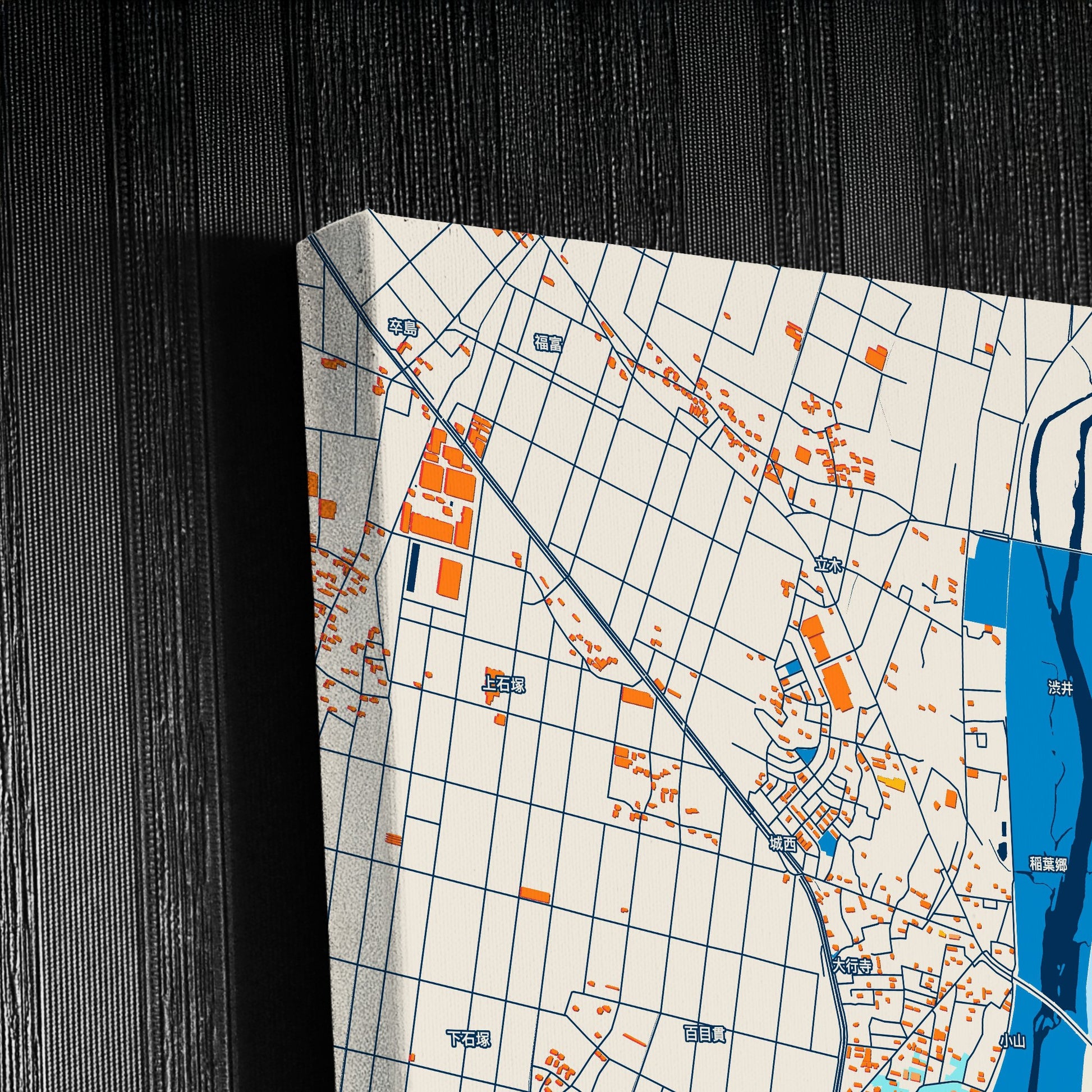 Oyama Japan Colorful City Map Canvas Print Detail