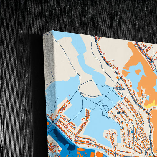 Ózd Hungary Colorful City Map Canvas Print Detail