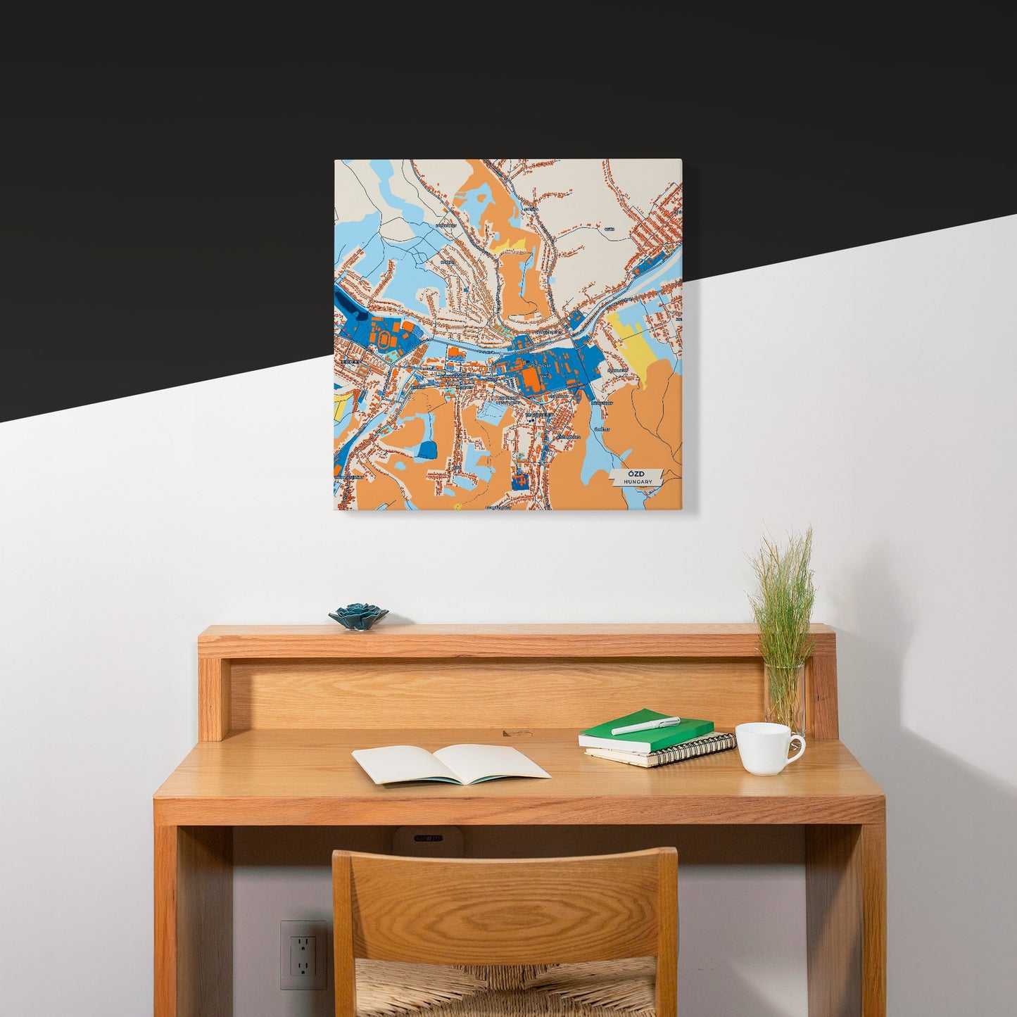 Ózd Hungary Colorful City Map Canvas Print Scene