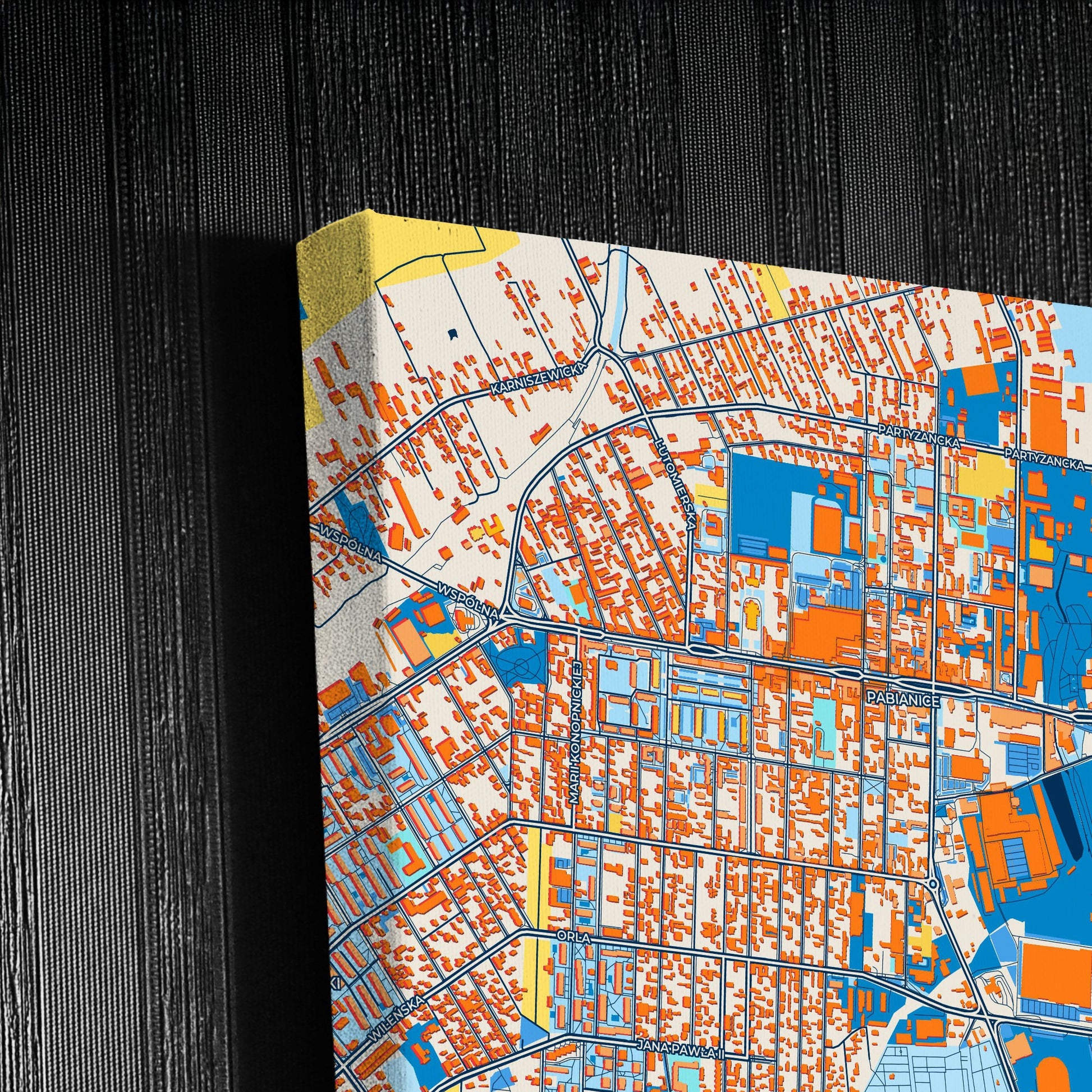 Pabianice Poland Colorful City Map Canvas Print Detail