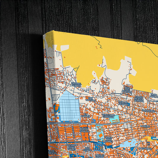 Pachuca Mexico Colorful City Map Canvas Print Detail