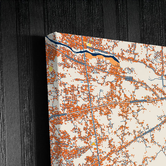 Padang Indonesia Colorful City Map Canvas Print Detail
