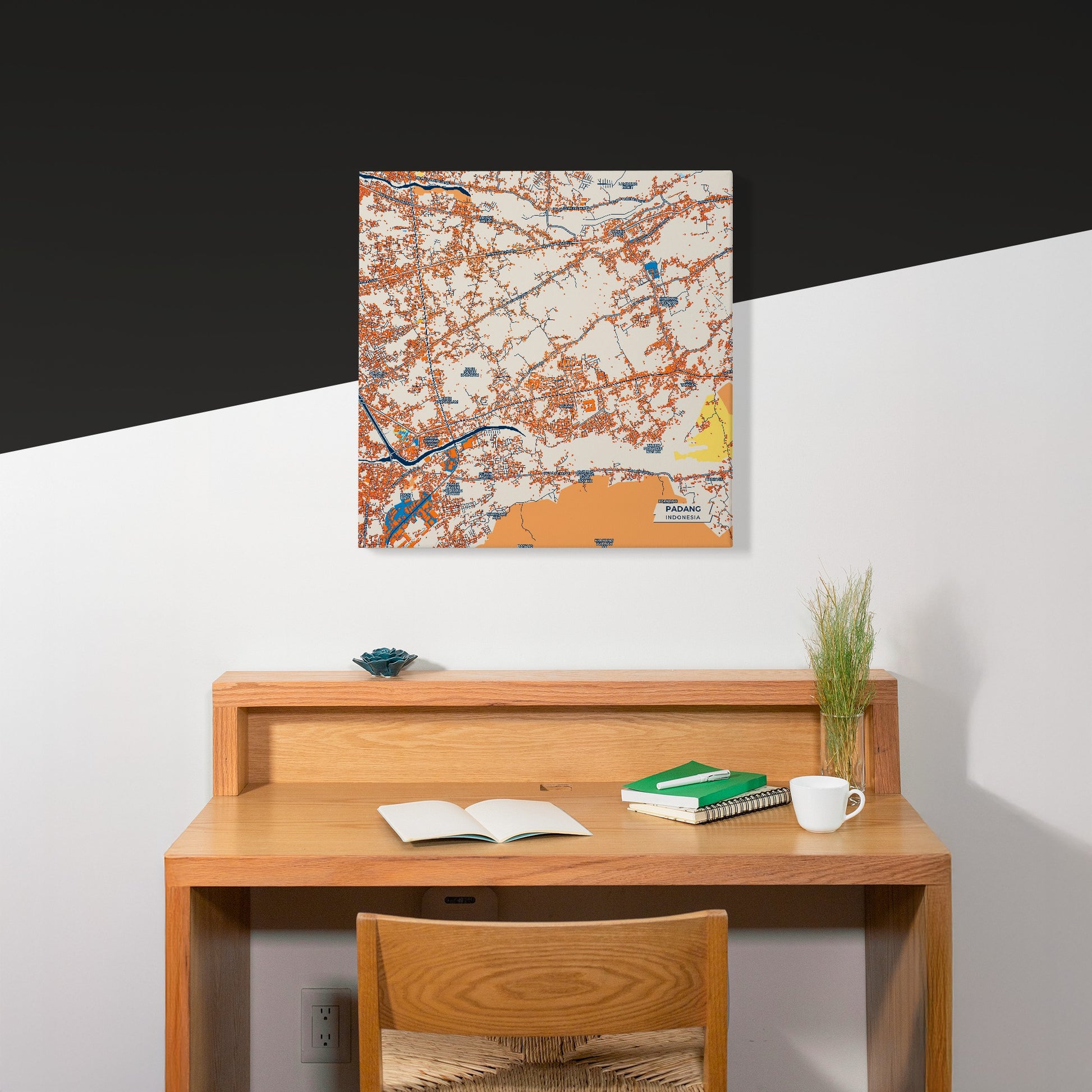 Padang Indonesia Colorful City Map Canvas Print Scene