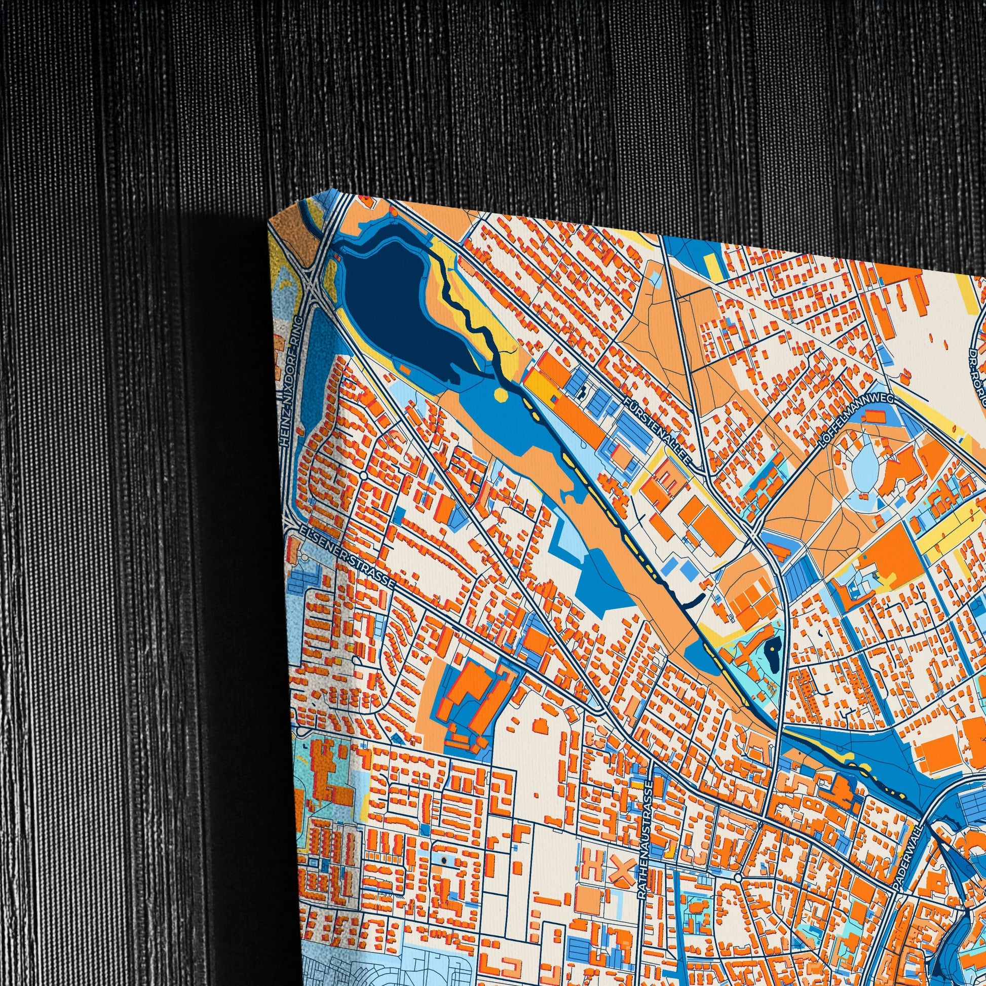 Paderborn Germany Colorful City Map Canvas Print Detail