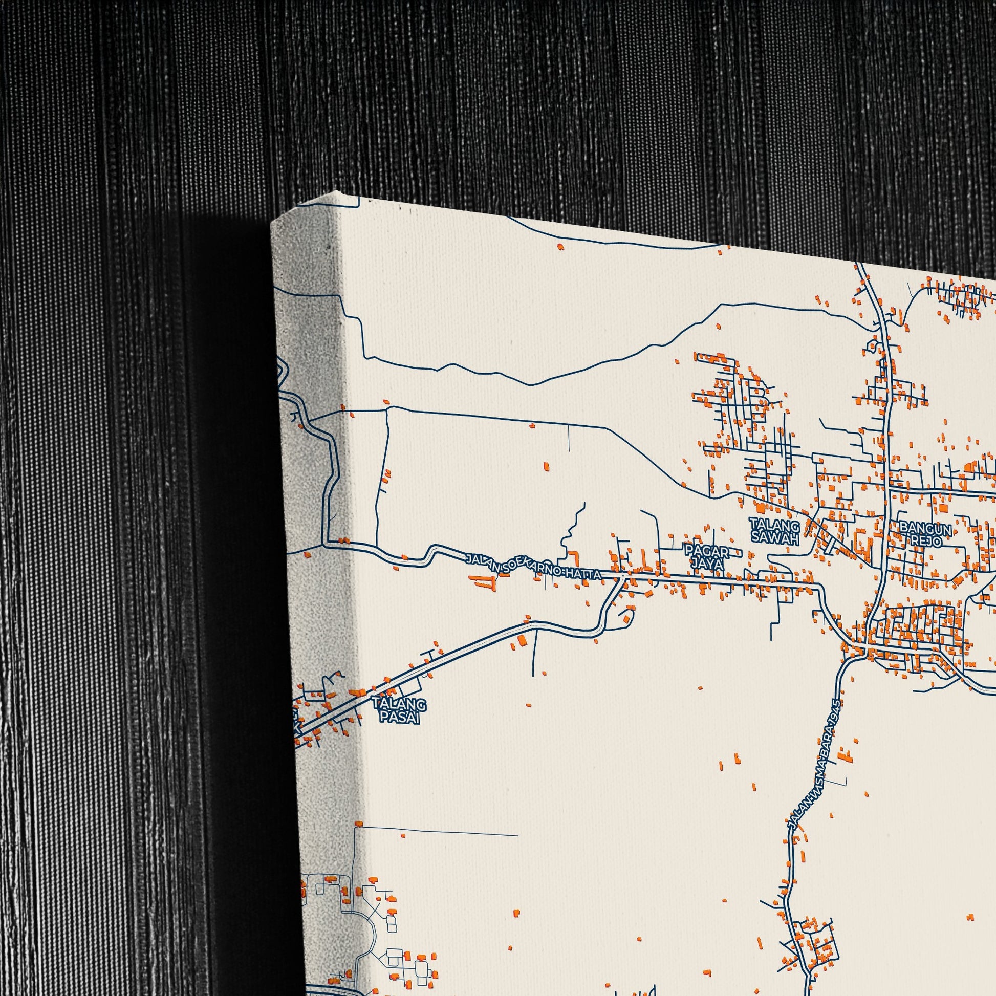 Pagar Alam Indonesia Colorful City Map Canvas Print Detail