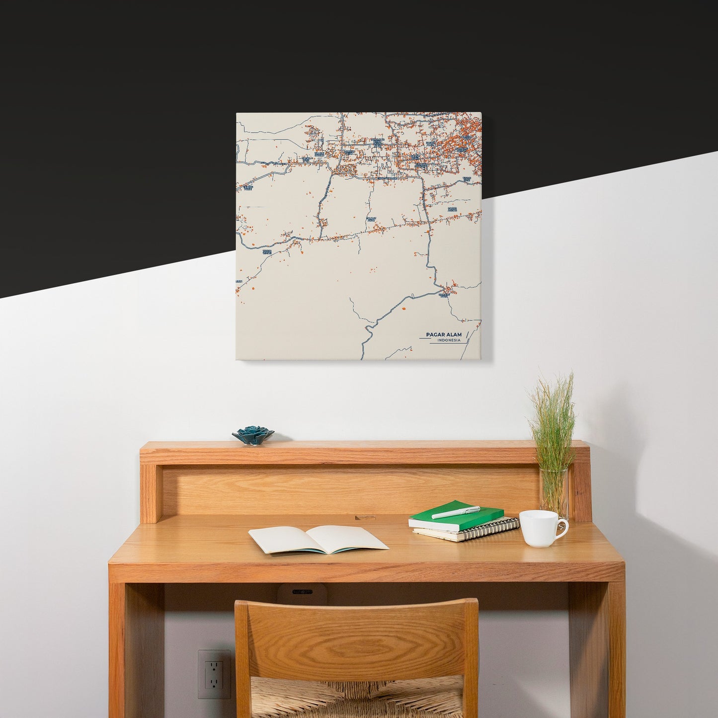 Pagar Alam Indonesia Colorful City Map Canvas Print Scene