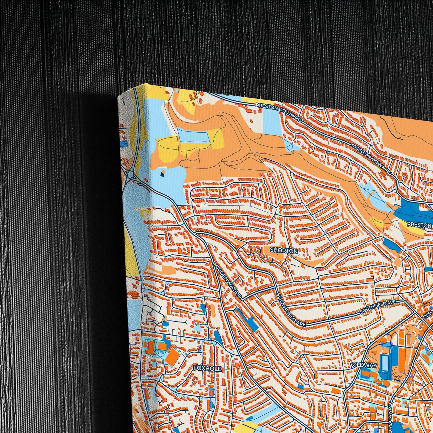 Paignton England Colorful City Map Canvas Print Detail