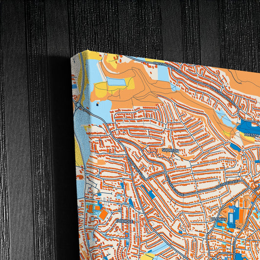 Paignton England Colorful City Map Canvas Print Detail