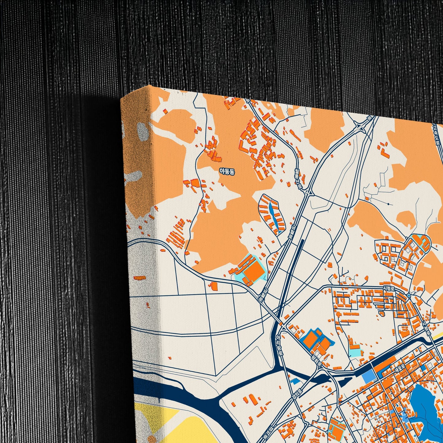 Paju South Korea Colorful City Map Canvas Print Detail
