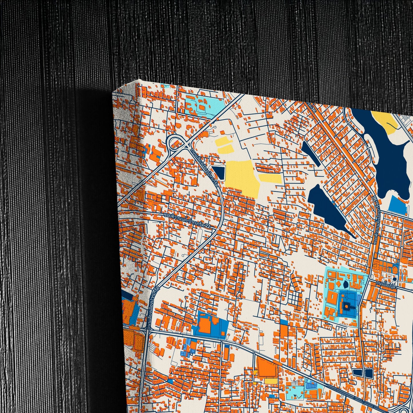 Pak Kret Thailand Colorful City Map Canvas Print Detail