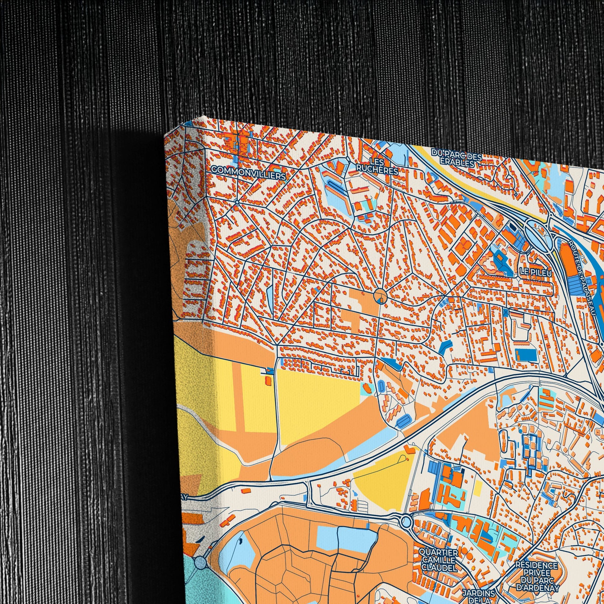 Palaiseau France Colorful City Map Canvas Print Detail