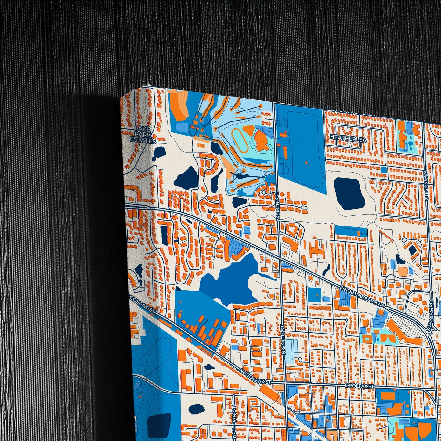 Palatine Illinois Colorful City Map Canvas Print Detail