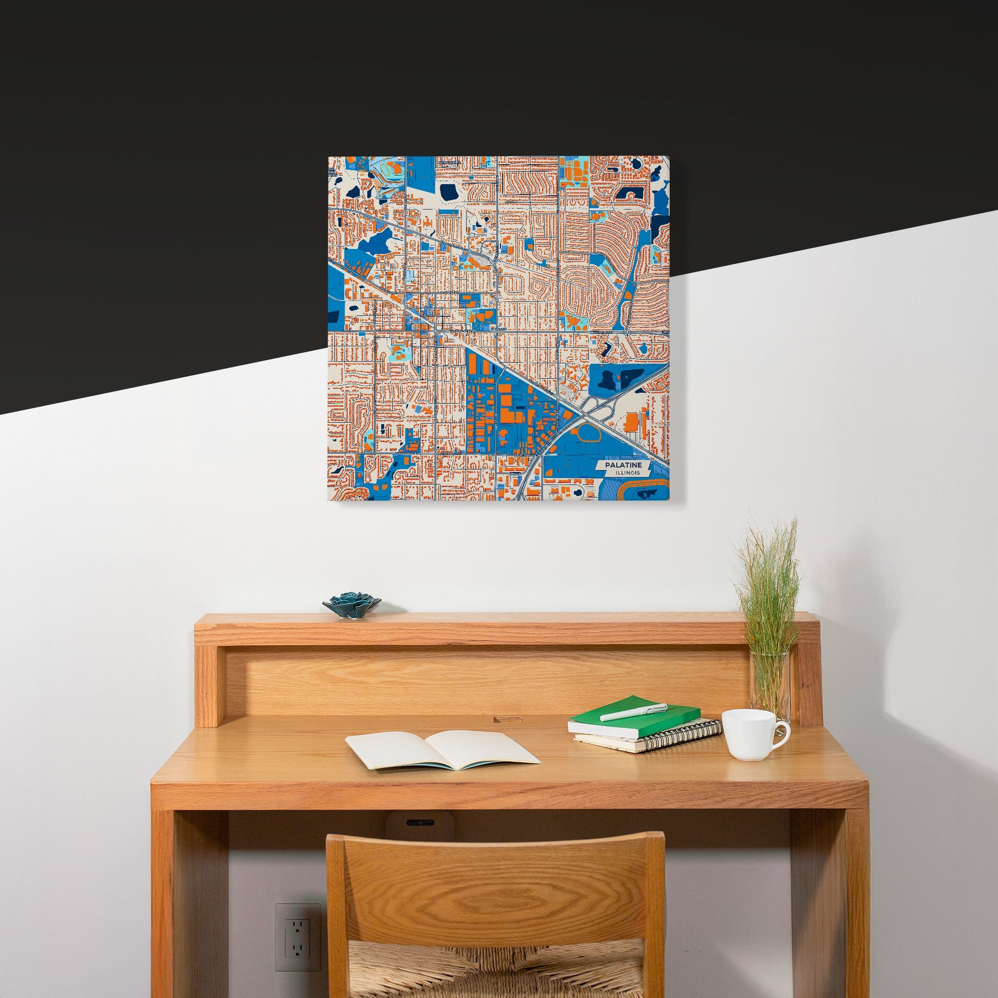 Palatine Illinois Colorful City Map Canvas Print Scene