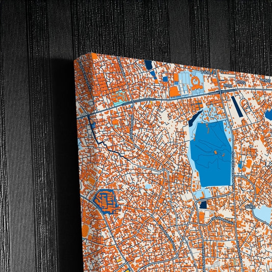 Palembang Indonesia Colorful City Map Canvas Print Detail