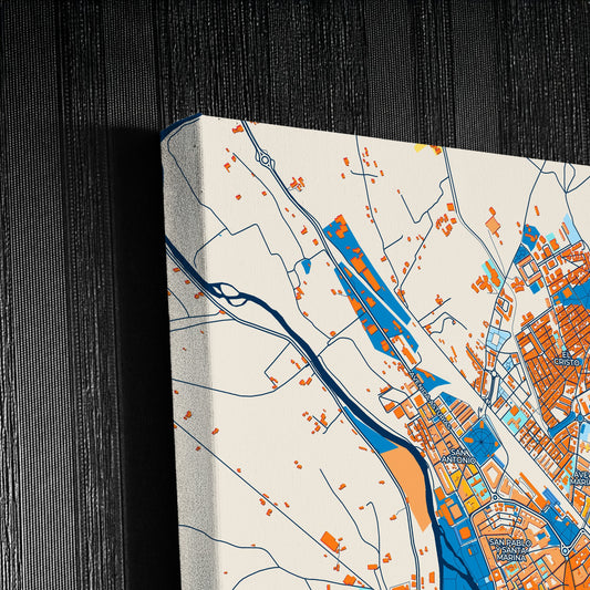 Palencia Spain Colorful City Map Canvas Print Detail