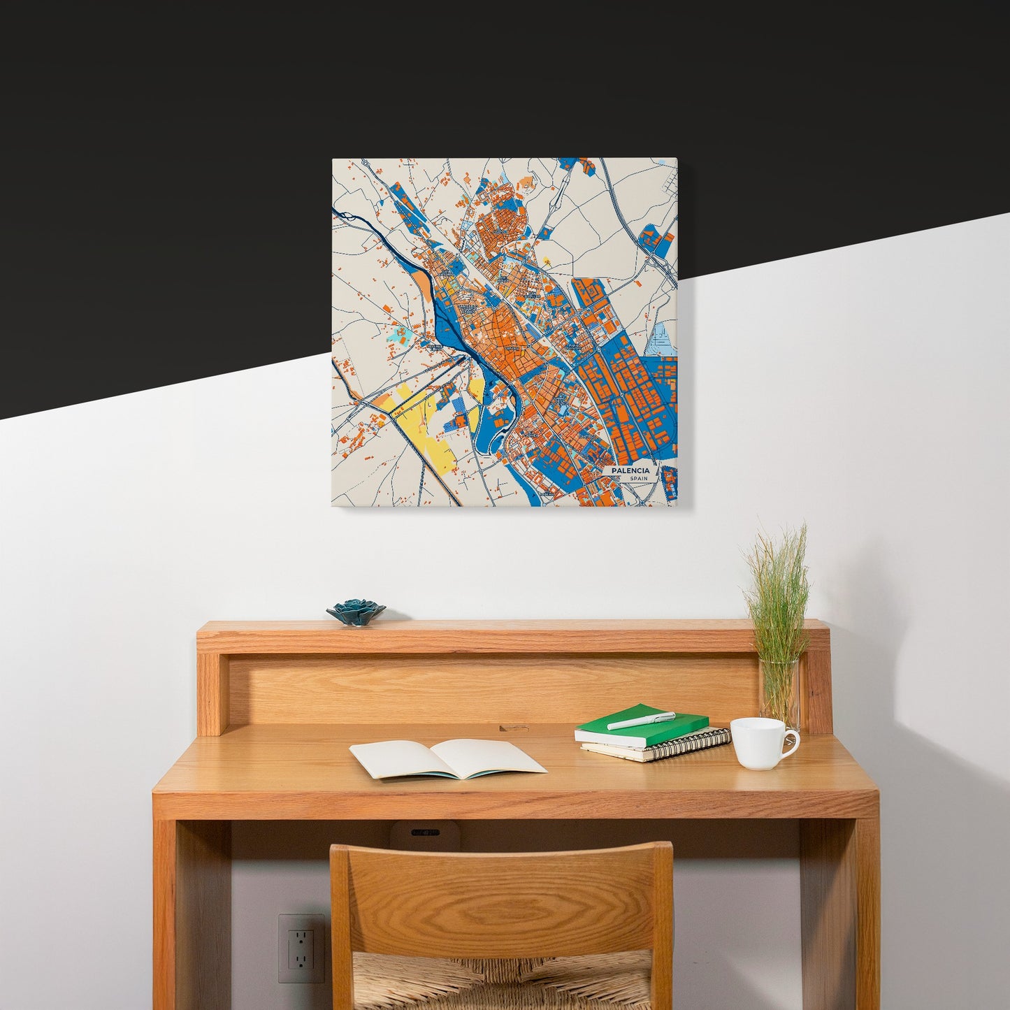 Palencia Spain Colorful City Map Canvas Print Scene