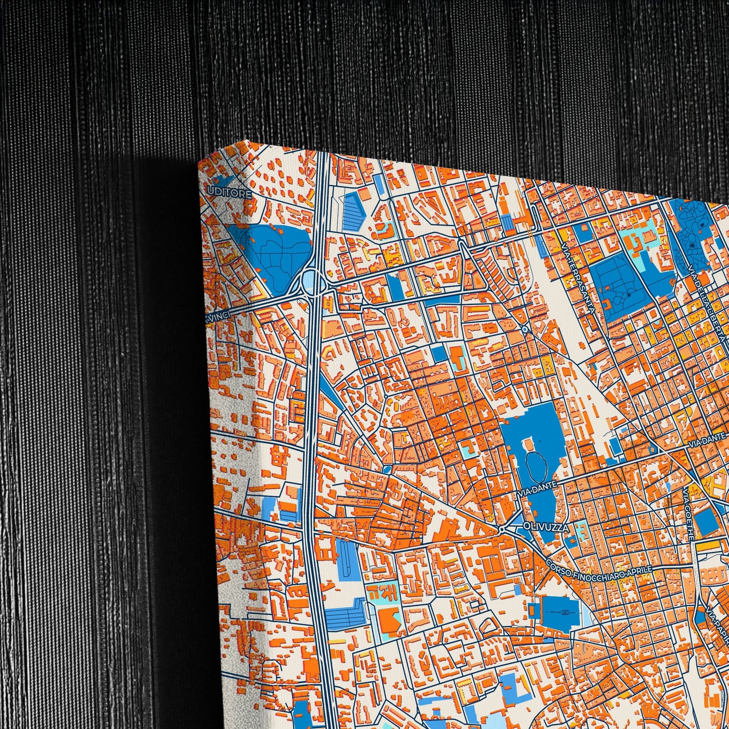 Palermo  Italy Colorful City Map Canvas Print Detail