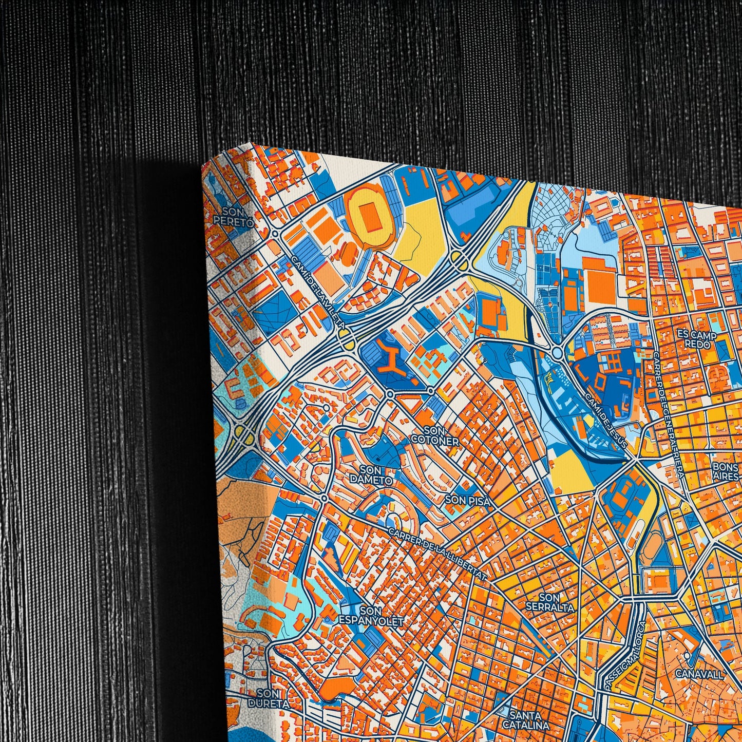 Palma Spain Colorful City Map Canvas Print Detail