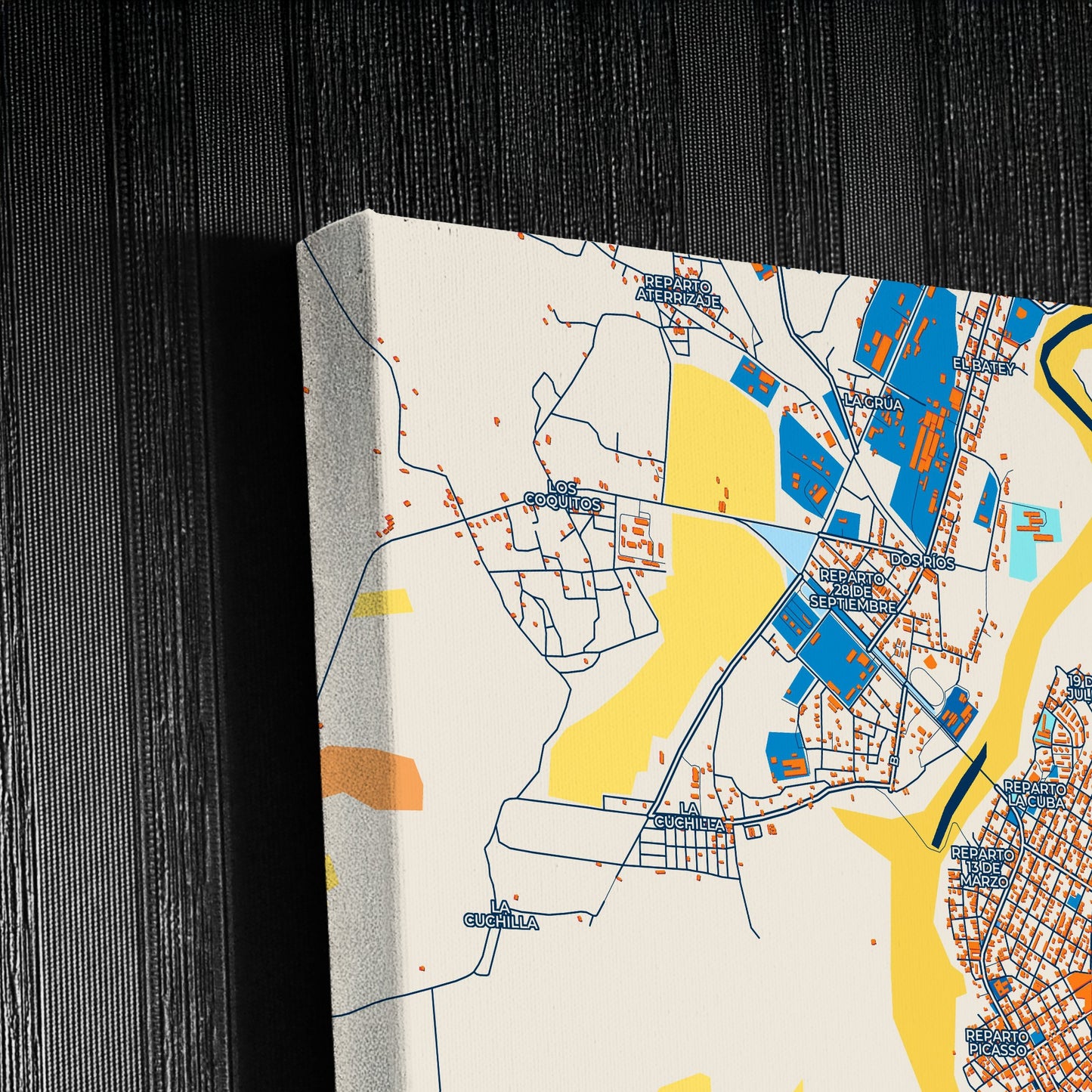 Palma Soriano Cuba Colorful City Map Canvas Print Detail