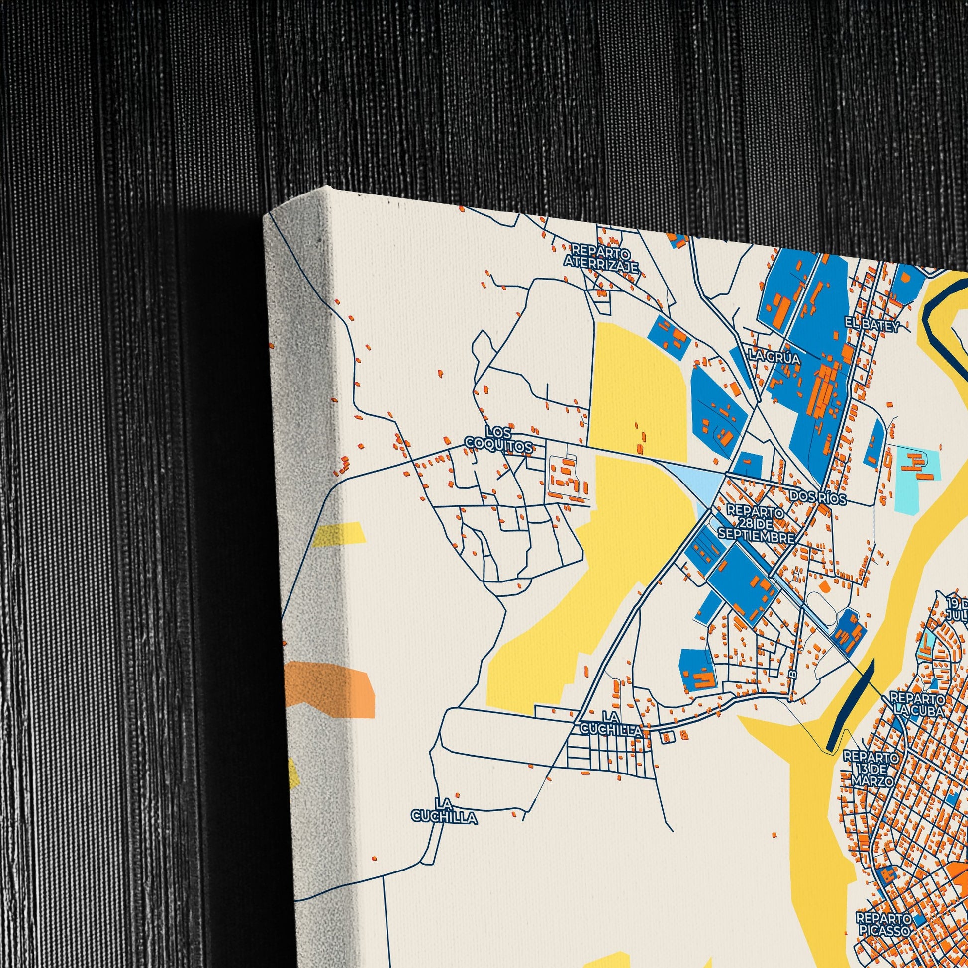 Palma Soriano Cuba Colorful City Map Canvas Print Detail