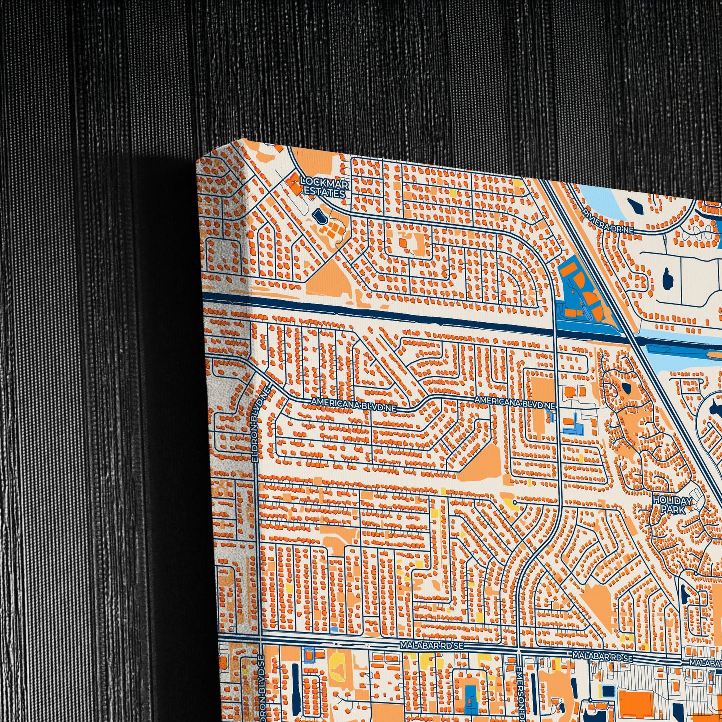 Palm Bay Florida Colorful City Map Canvas Print Detail