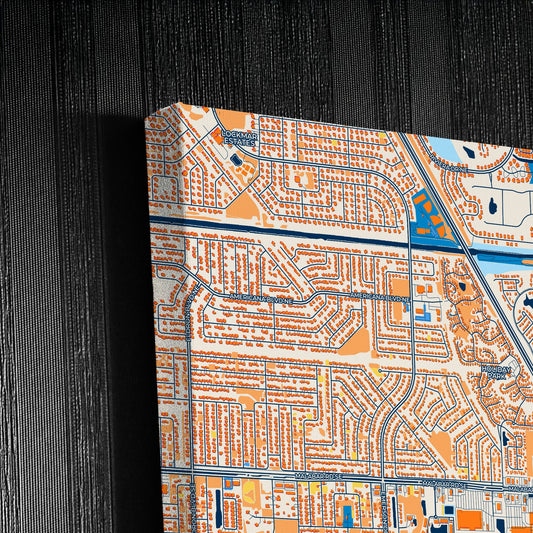 Palm Bay Florida Colorful City Map Canvas Print Detail