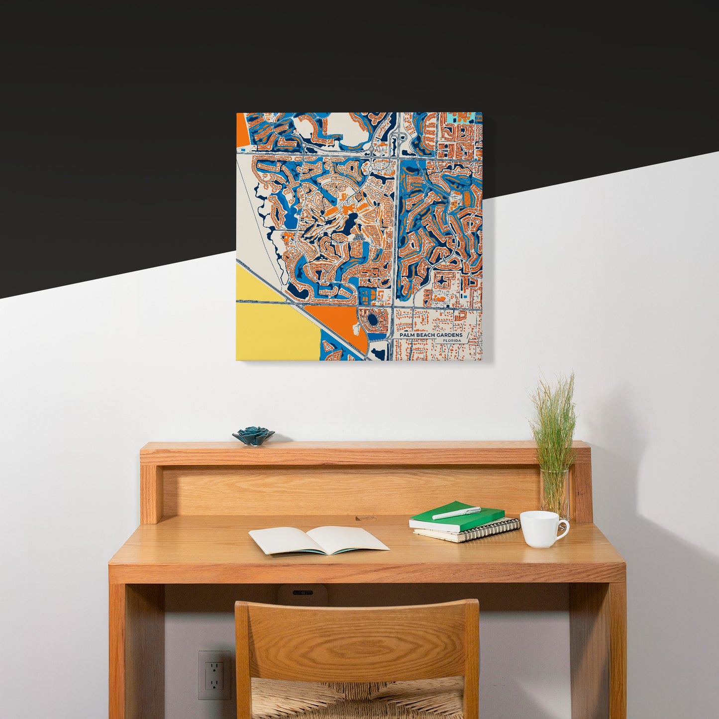 Palm Beach Gardens Florida Colorful City Map Canvas Print Scene