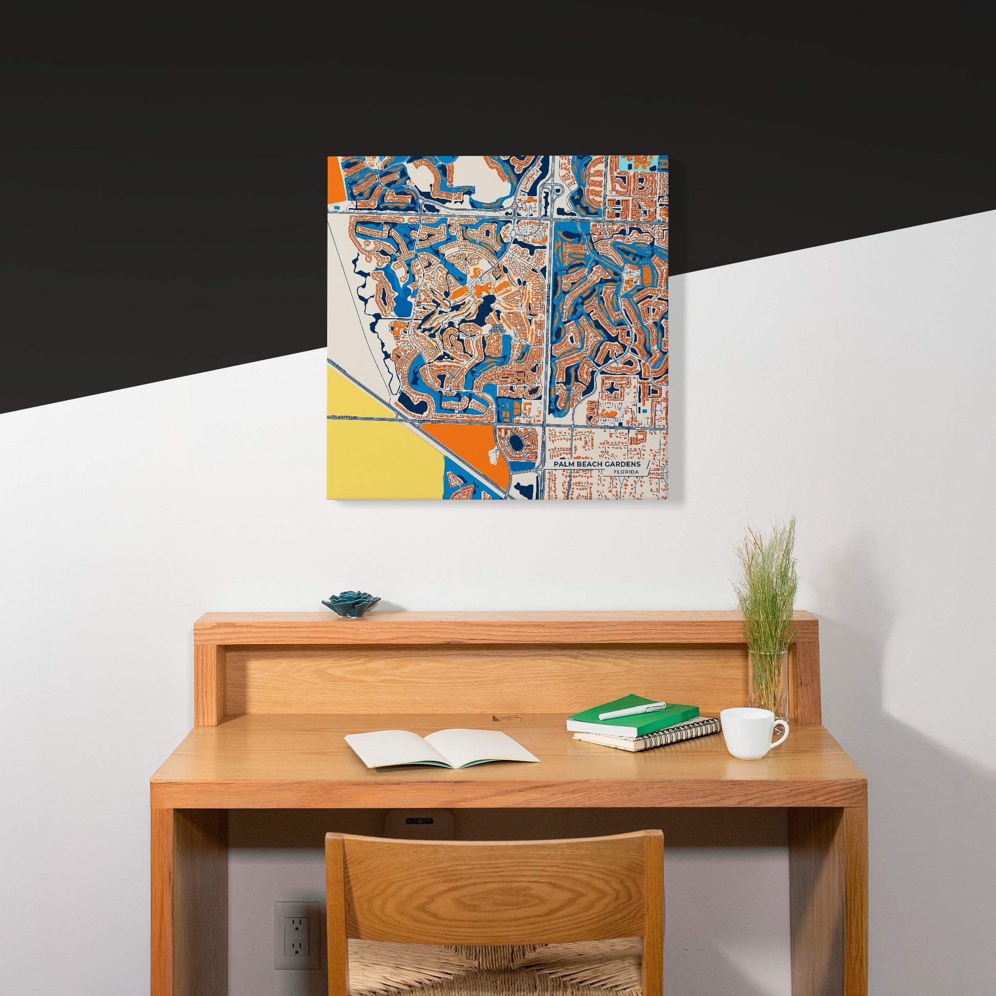 Palm Beach Gardens Florida Colorful City Map Canvas Print Scene