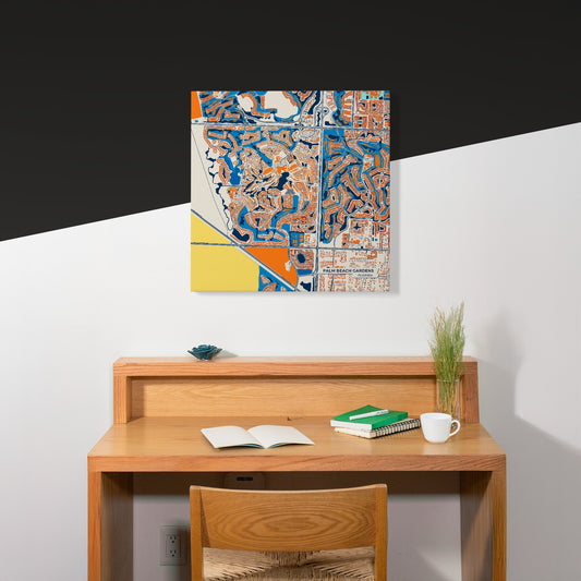 Palm Beach Gardens Florida Colorful City Map Canvas Print Scene