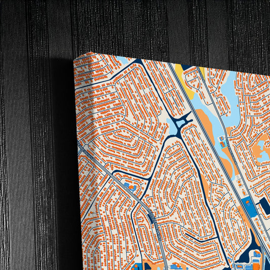 Palm Coast Florida Colorful City Map Canvas Print Detail