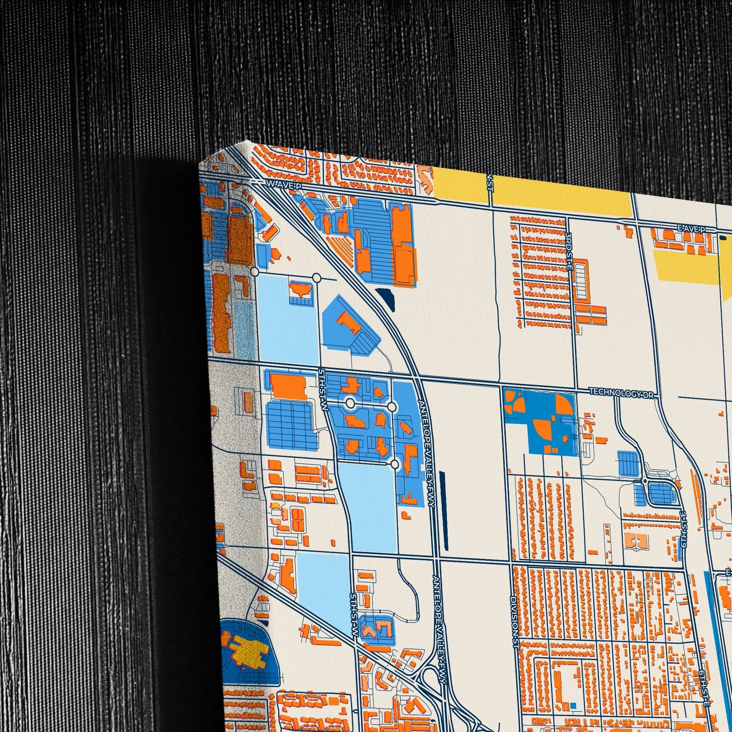 Palmdale California Colorful City Map Canvas Print Detail